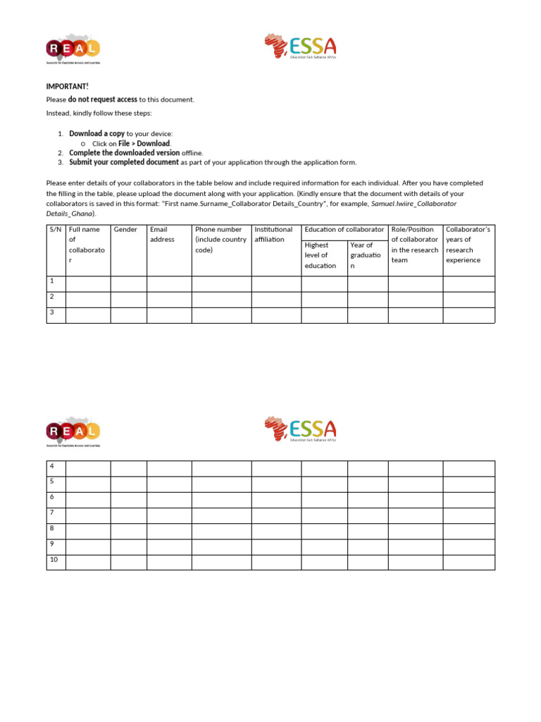 Collaborator Details Submission Guide | PDF