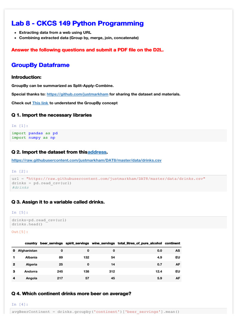 Lab 8 Completed | PDF | Statistics