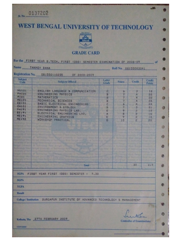 Btech First Year Odd Sem | PDF