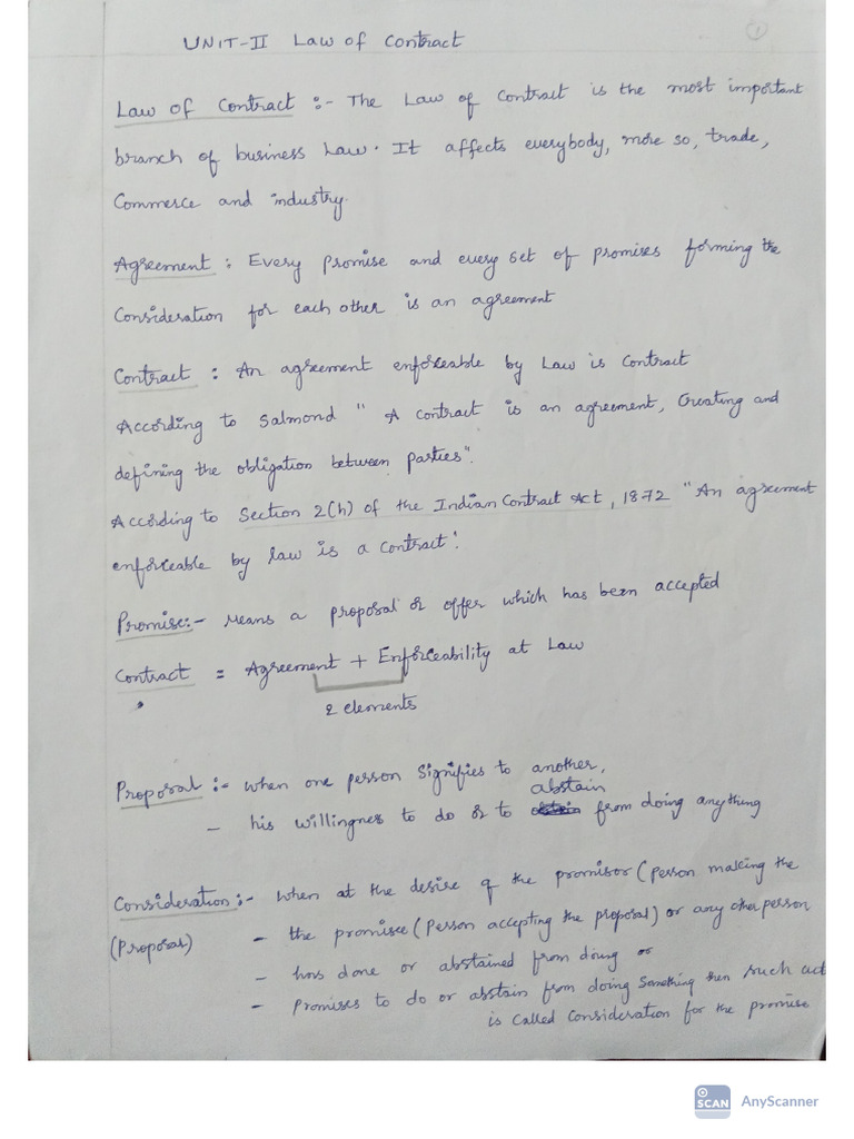 Unit 2 - Law of Contract | PDF