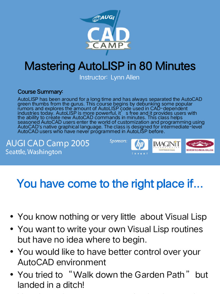Learn AutoLISP in 80 Minutes | PDF | Computing | Computer Programming