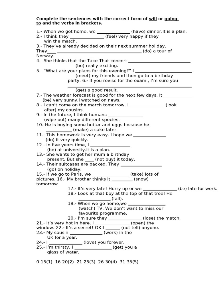 Complete The Sentences With The Correct Form of Wi | PDF