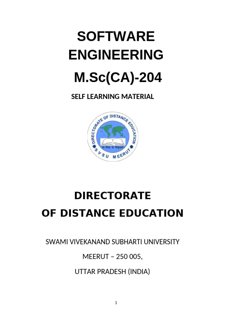 Software Engineering M.Sc(CA)-204 Guide | PDF | System | Software
