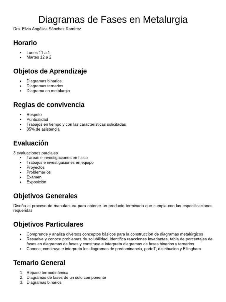 Diagramas de Fases en Metalurgia | PDF | Fase (materia) | Diagrama de fases