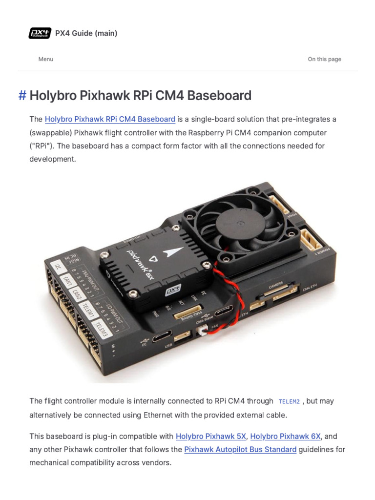 Holybro Pixhawk RPi CM4 Baseboard Guide | PDF | Raspberry Pi | Computer ...