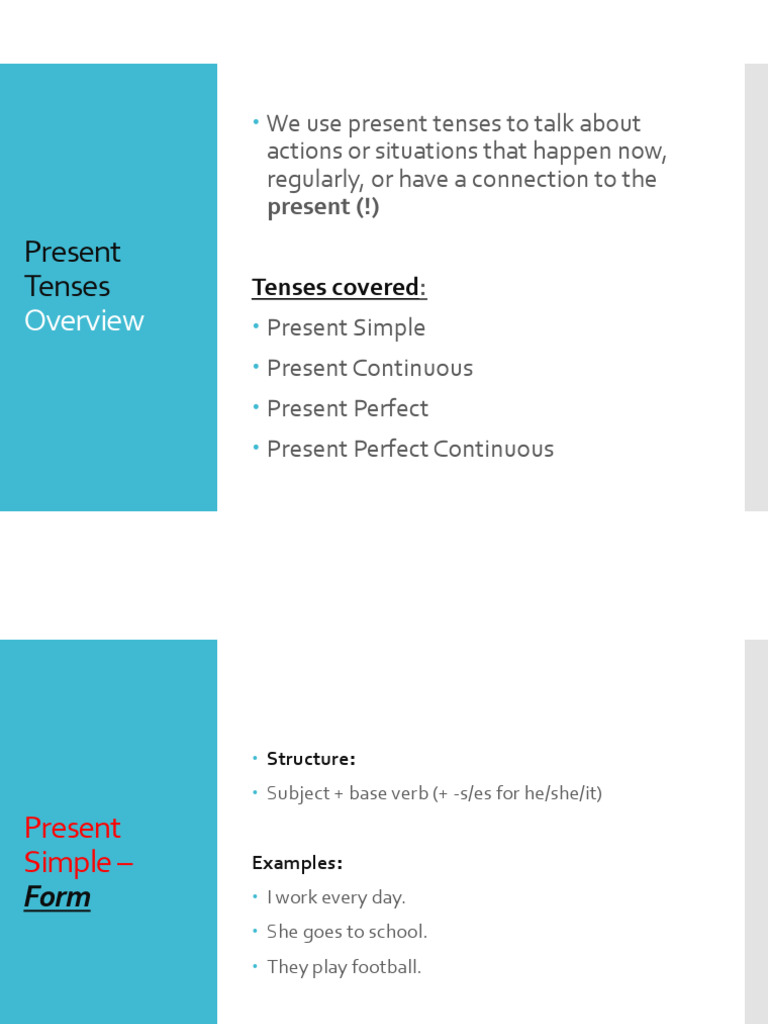 Understanding Present Tenses in English | PDF | Grammatical Tense ...