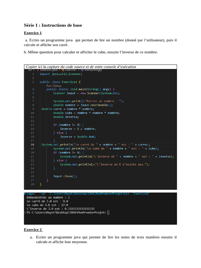 Exercices Java : Calculs et Contrôles | PDF | Programme informatique ...