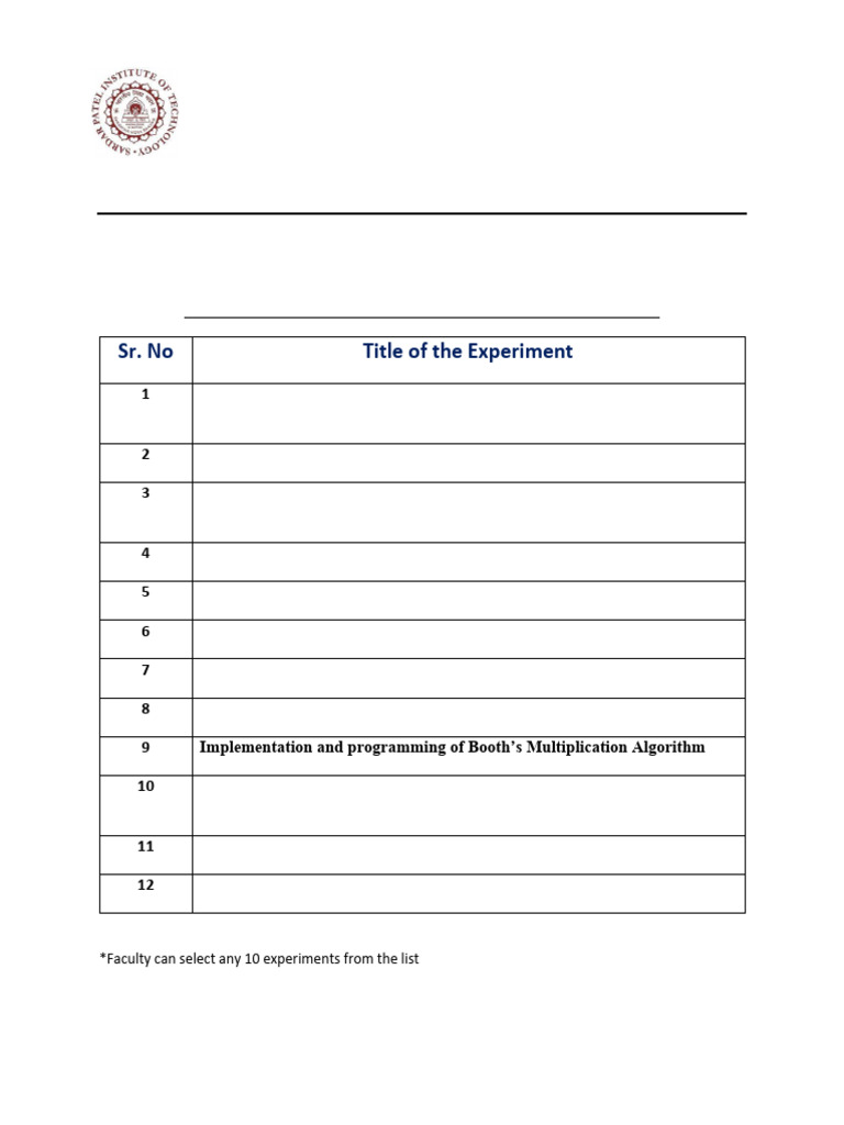 CAO List of Experiments 2023-24-1 | PDF
