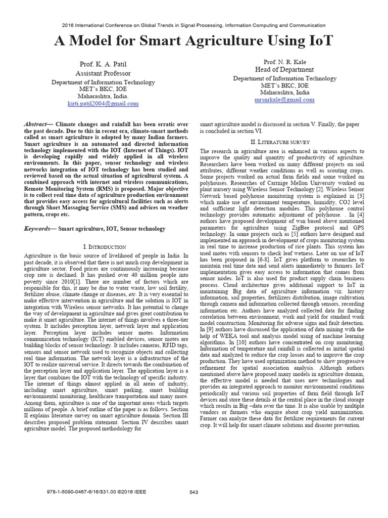 IoT-Driven Smart Agriculture Model | PDF | Internet Of Things | Agriculture