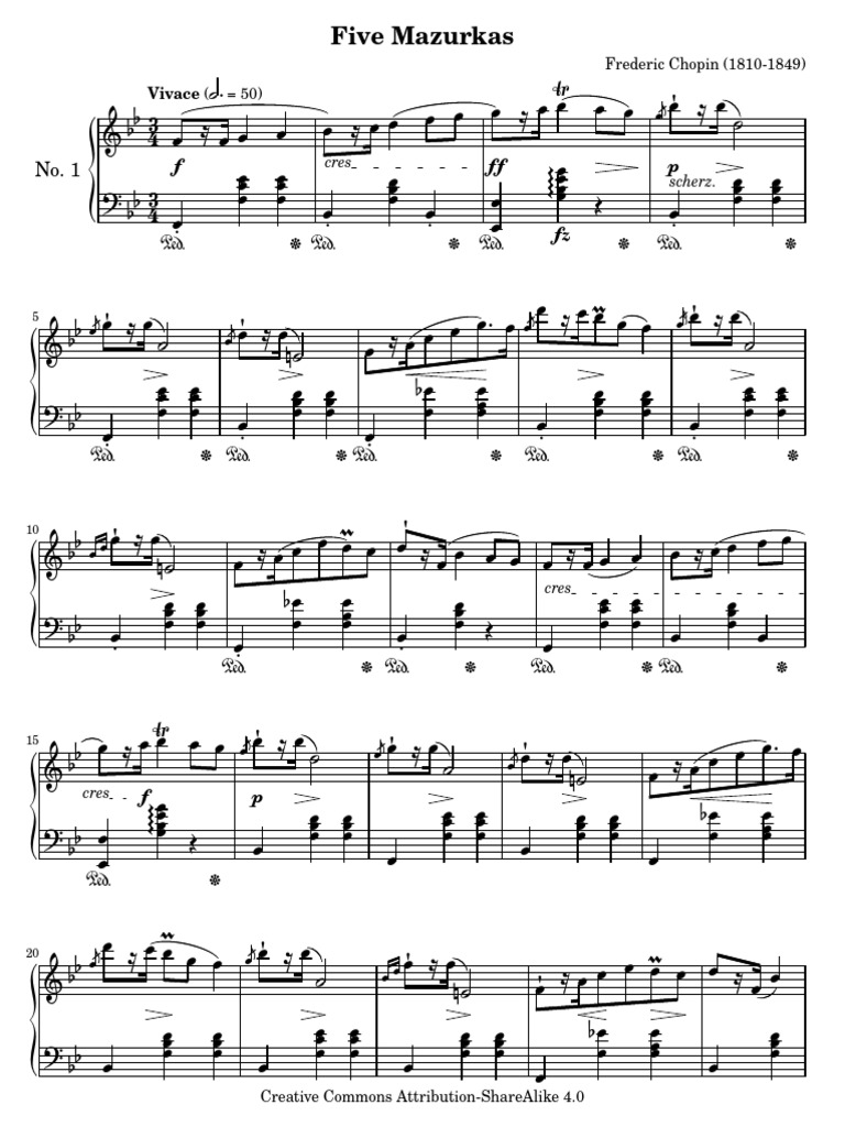 Frederic Chopin Five Mazurkas Op7 | PDF