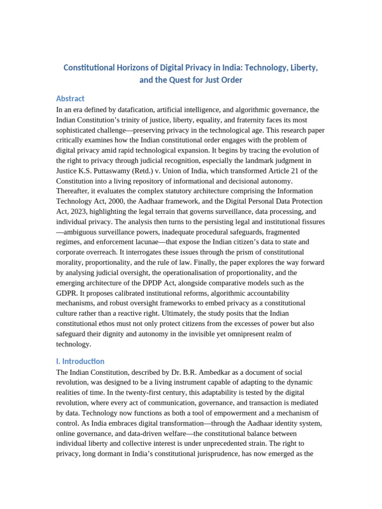 Digital Privacy Research Paper | PDF | Privacy | Government