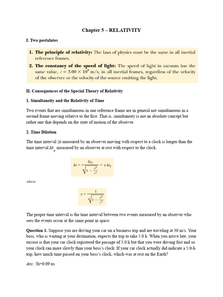 Chapter 5 - Relativity | PDF | Electronvolt | Kinetic Energy