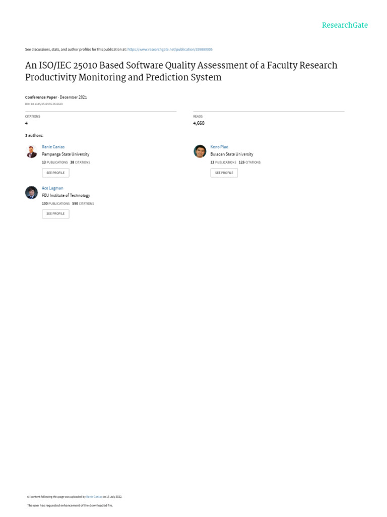 Software Quality Assessment of Research System | PDF | Usability ...