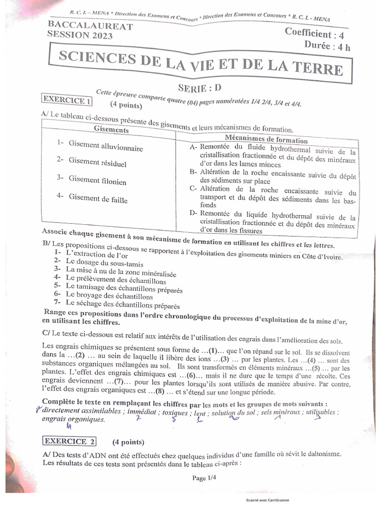 Bac D SVT 2023 | PDF