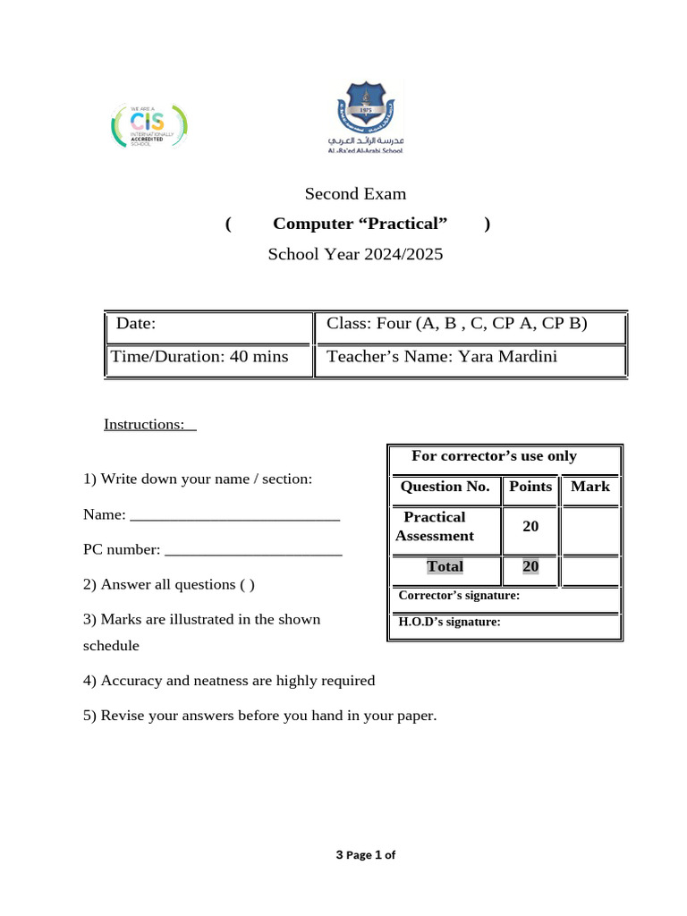 First Exam 2nd Semester - Grade 6-Computer-Practical | PDF | Typography ...