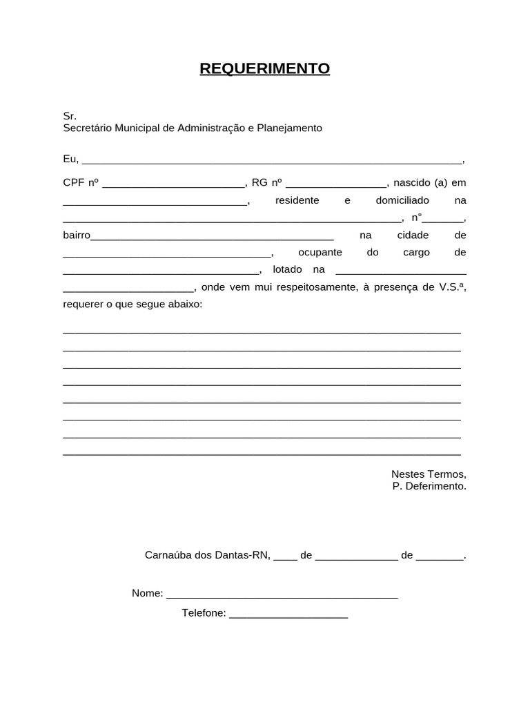 Requerimento Formal para Administração | PDF
