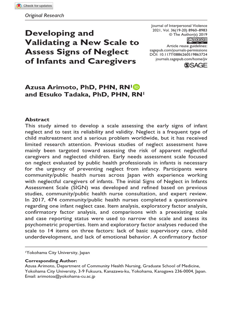 Developing and Validating A New Scale To Assess Signs of Neglect of ...