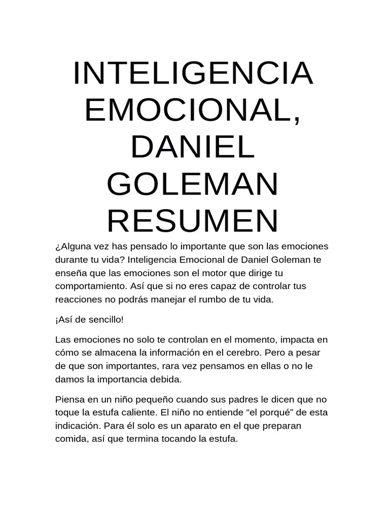 Importancia de la Inteligencia Emocional | PDF | Las emociones ...