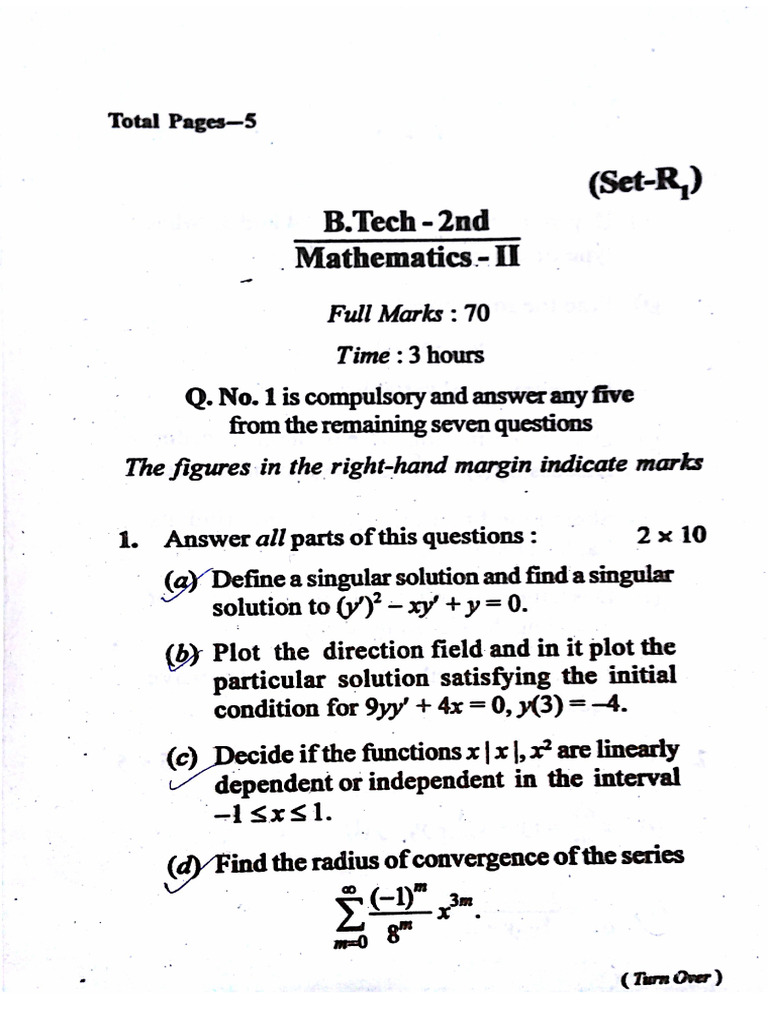 2nd Sem Maths2 Endsem | PDF