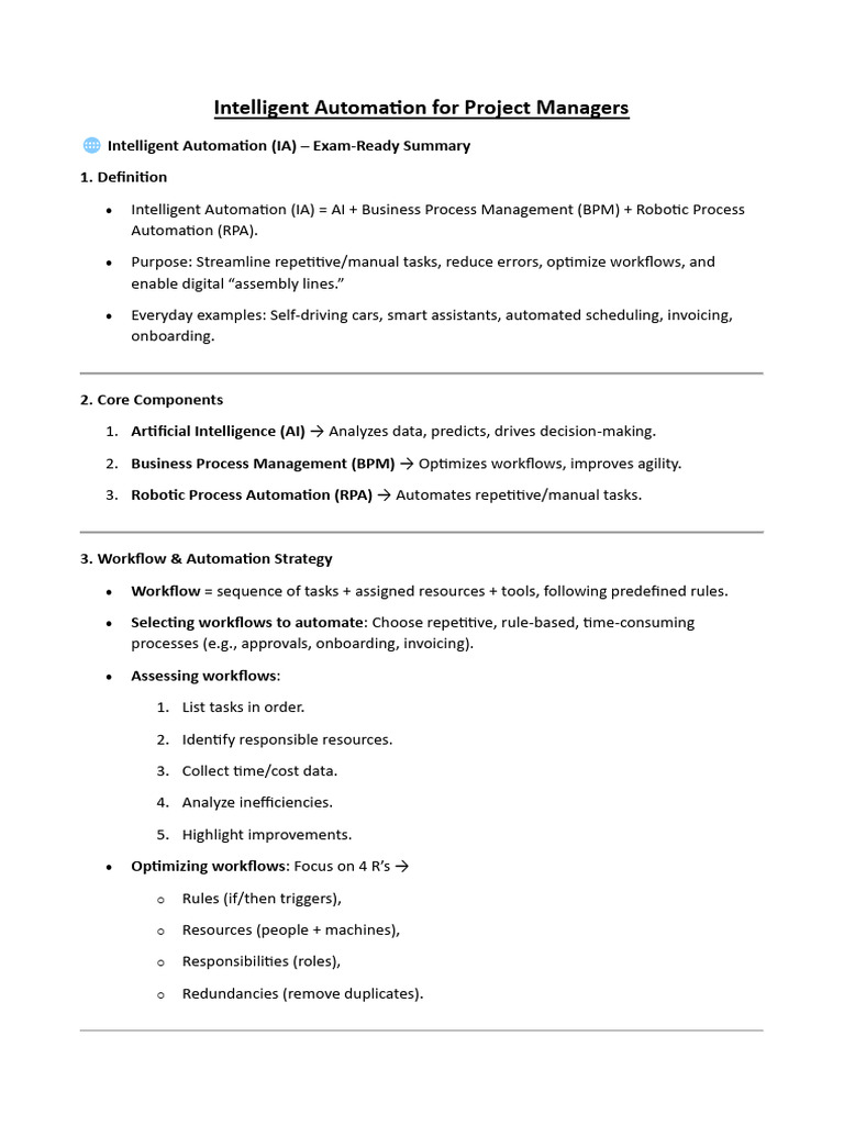 Intelligent Automation For Project Managers | PDF | Business Process ...