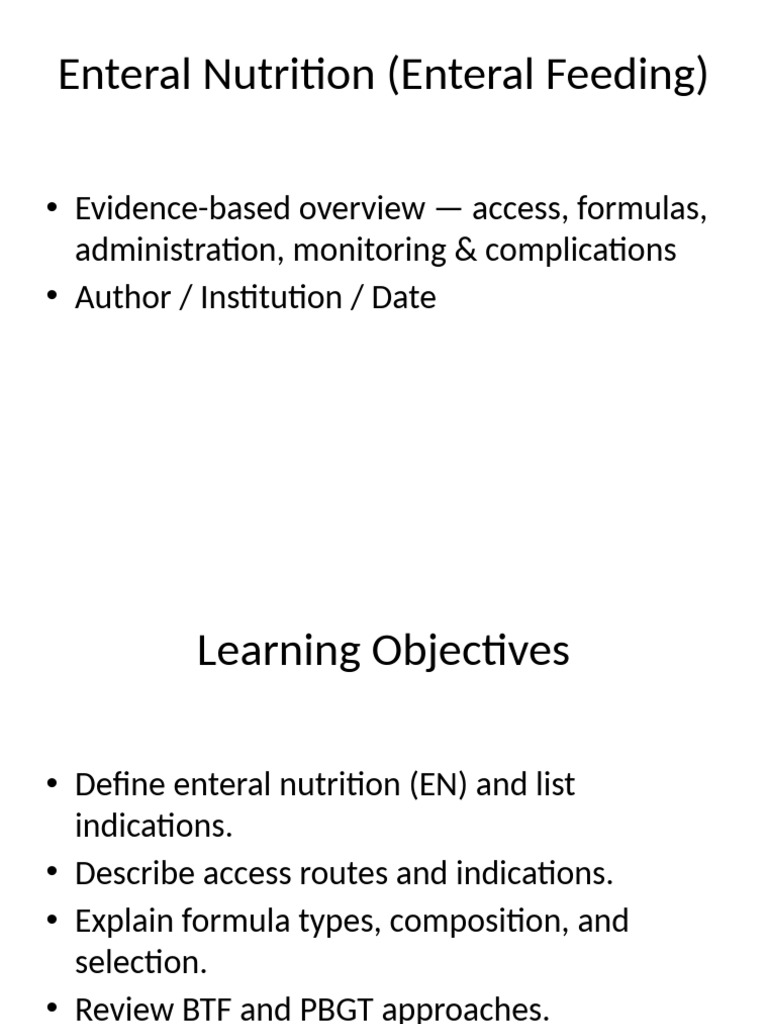 Enteral Nutrition: Guidelines & Best Practices | PDF