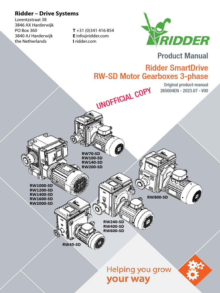 Ridder SmartDrive Motor Gearbox Manual | PDF | Copyright ...