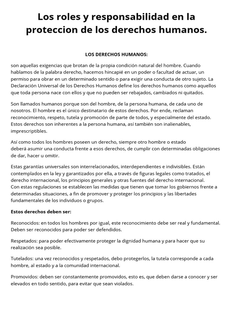 Roles en la Protección de Derechos Humanos | PDF | Naciones Unidas ...