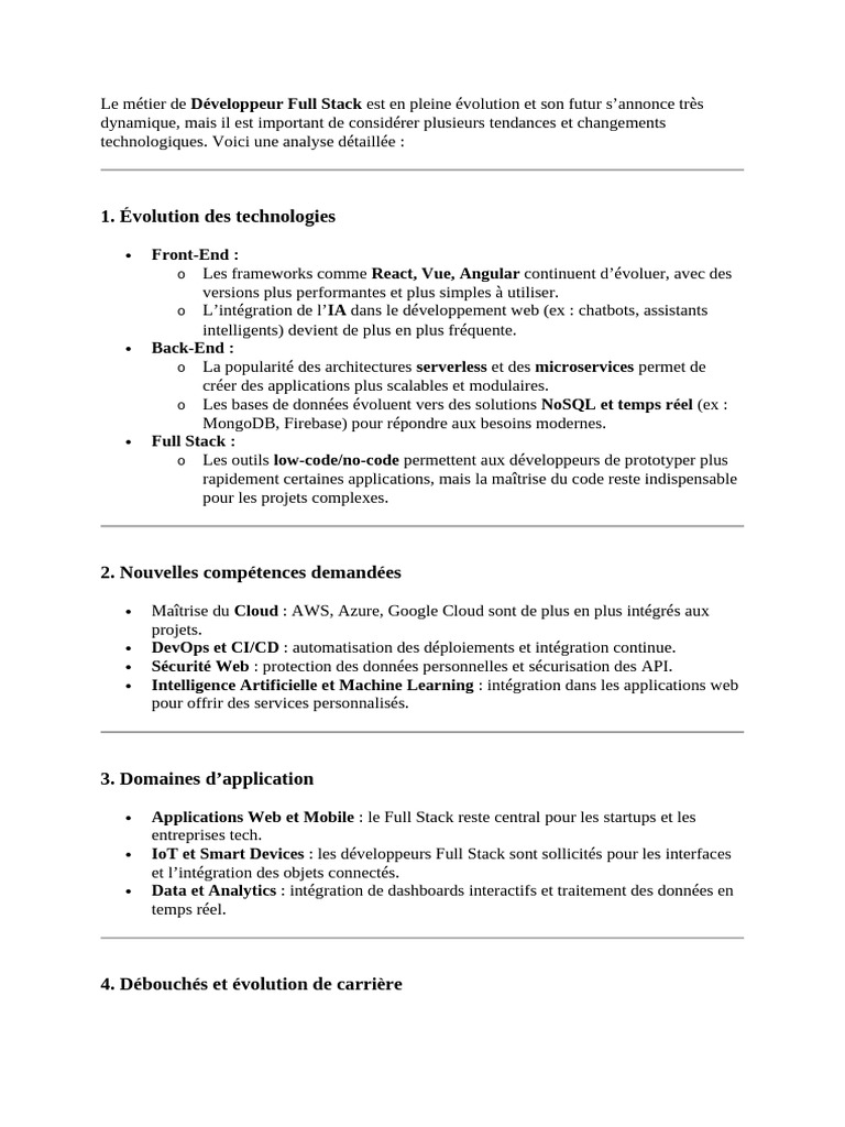 Futur du Développeur Full Stack en 2023 | PDF | Intelligence ...