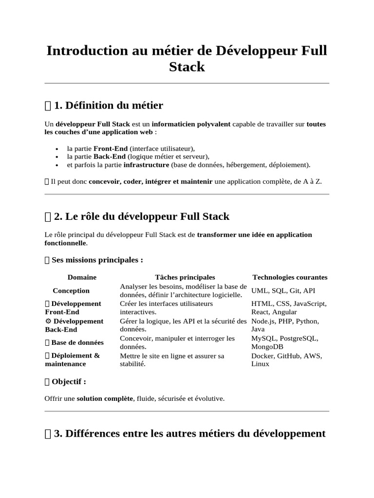 Guide du Développeur Full Stack | PDF | PHP | PostgreSQL