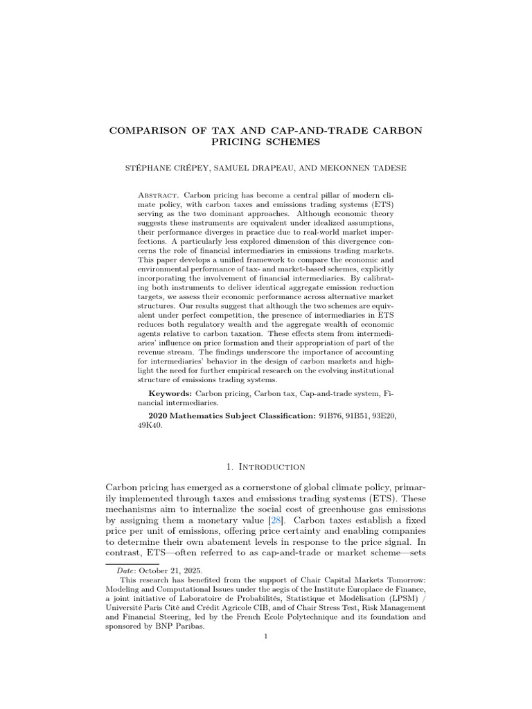 Tax vs. Cap-and-Trade Carbon Pricing | PDF | Emissions Trading | Taxes