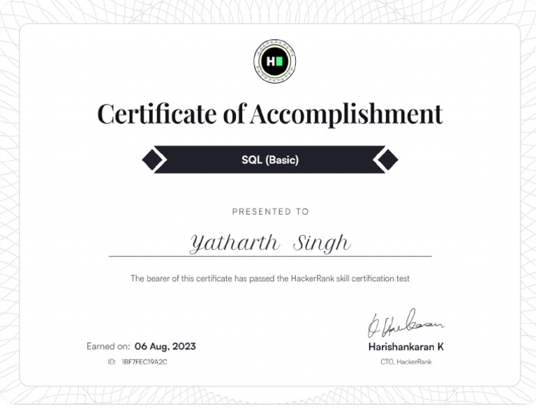 SQL Intermediate Certificate | PDF