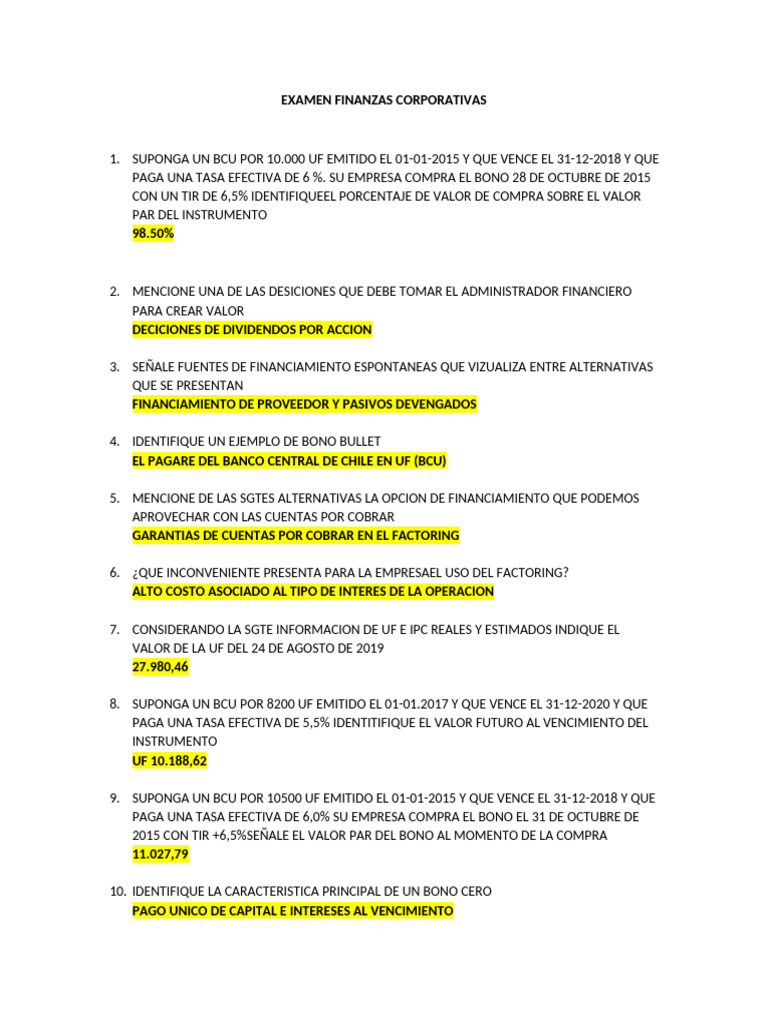 Examen de Finanzas Corporativas 2023 | PDF | Business | Dividendo