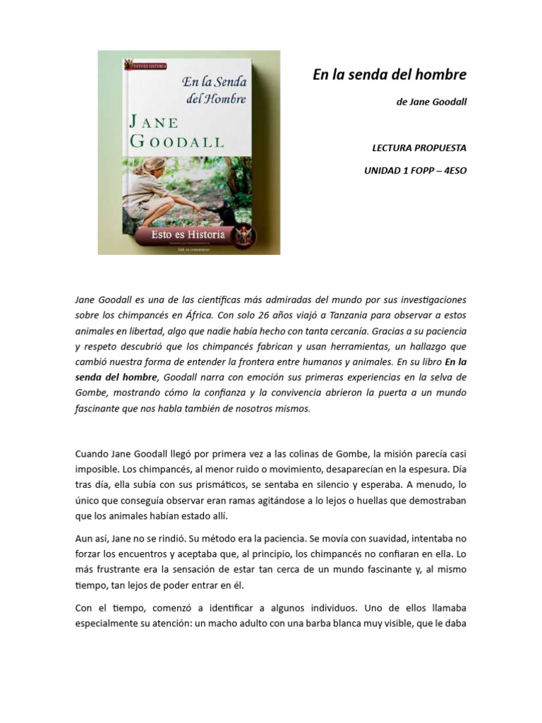 Lectura Fopp Unidad 1 | PDF | Chimpancé