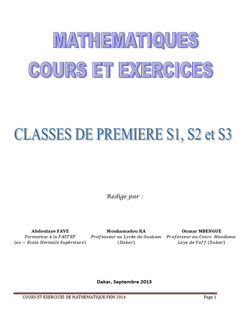 Cours et exercices de mathématiques S1-S3 | PDF | Ensemble ...