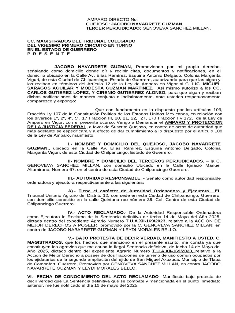 Amparo Directo Segunda Ampliacion | PDF | Sentencia (ley) | Caso de ley