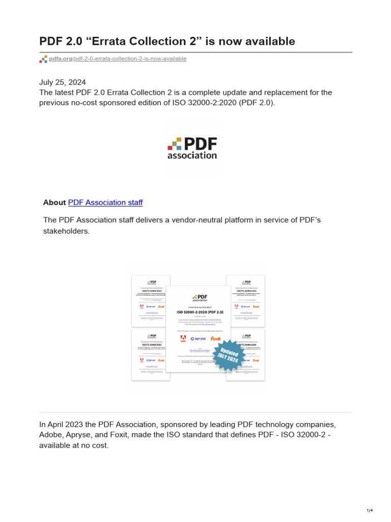PDF 20 Errata Collection 2 Is Now Available | PDF | International ...