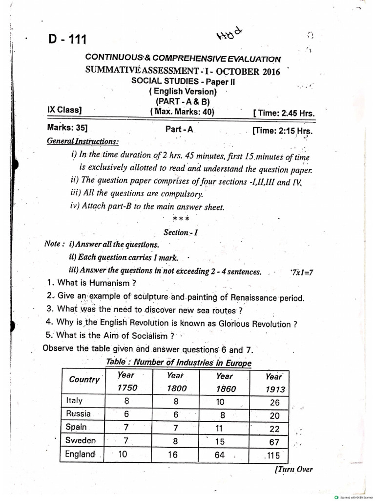 9 Social Paper-2 Sa-1 Papers | PDF