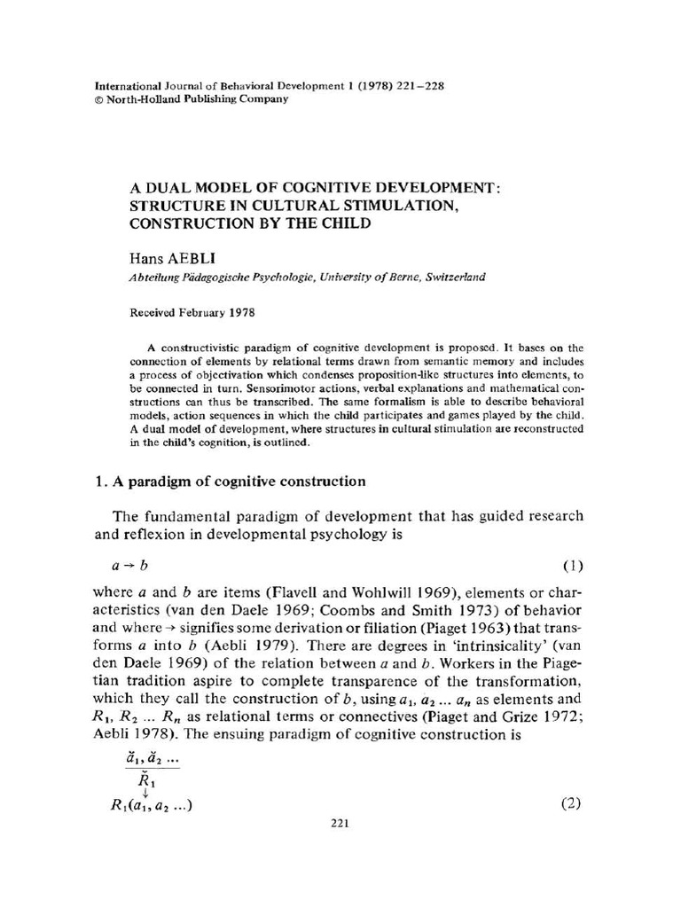 Dual Model of Cognitive Development | PDF