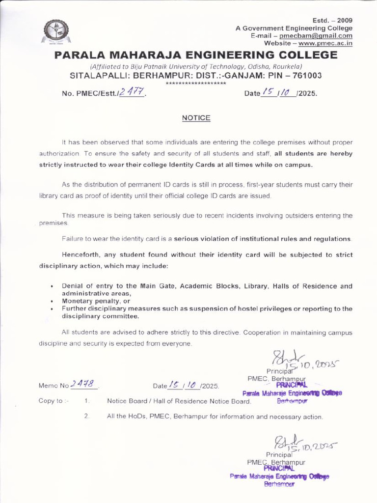 Notice For Id Card | PDF