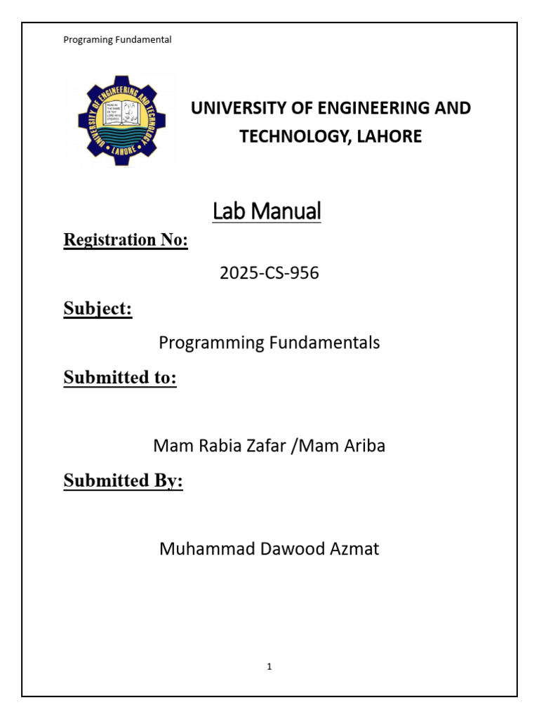 Dawood Azmat (Lab Manual 3) | PDF