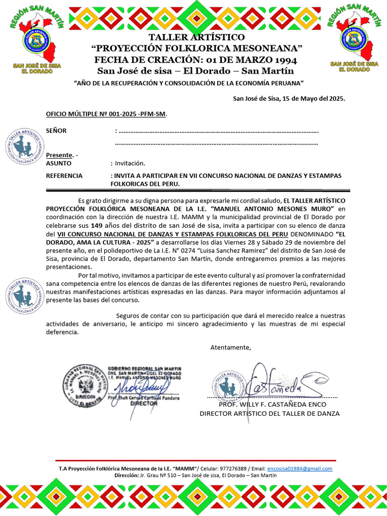 VII Concurso Nacional de Danza Folklórica 2025 | PDF | Bailes | Folklore