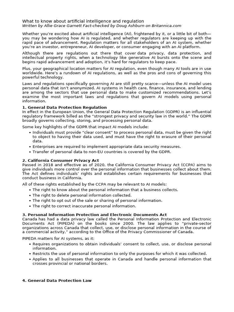 AI Regulation: Key Laws & Challenges | PDF | Artificial Intelligence ...