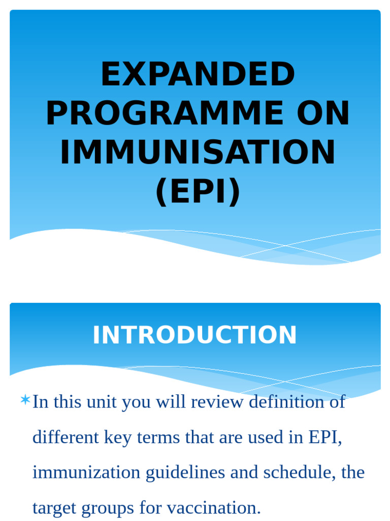 EPI Immunization Guidelines Overview | PDF | Vaccines | Vaccination