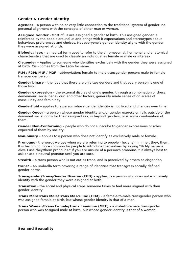 Understanding Gender and Identity Terms | PDF | LGBTQIA+ Studies ...