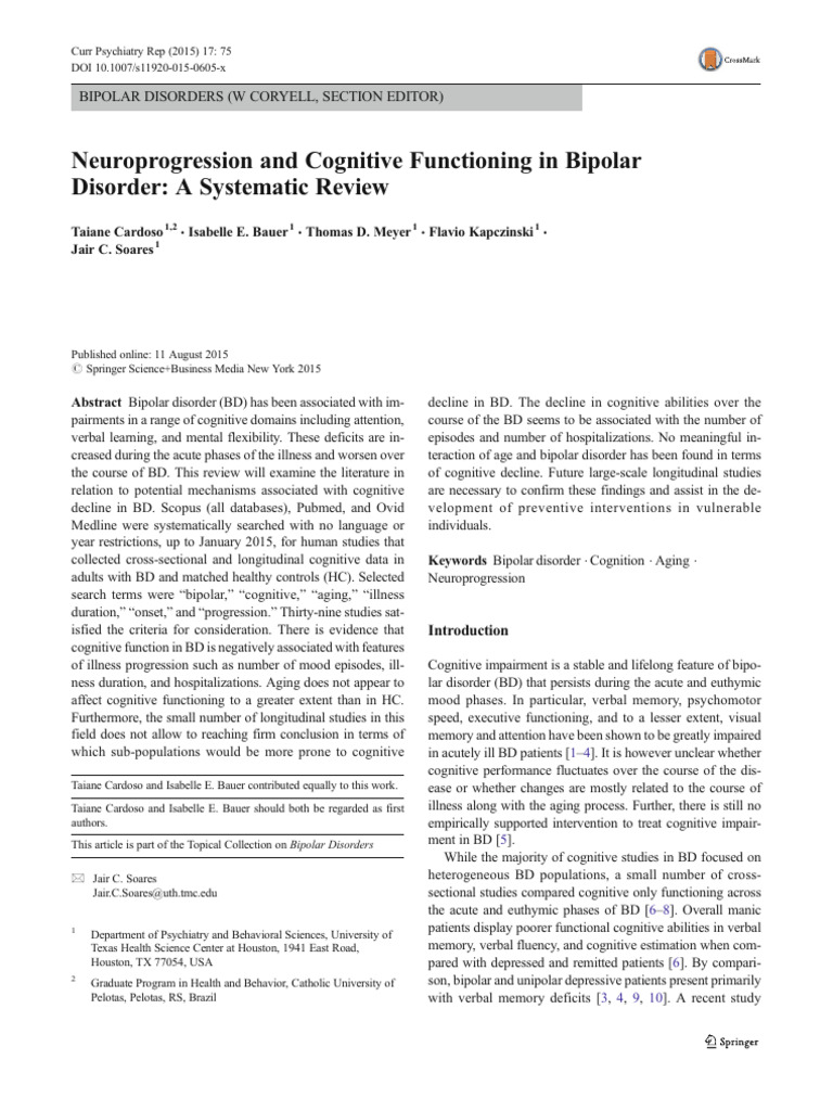 2015 Cardoso - Neuroprogression and Cognitive Functioning in Bipolar ...