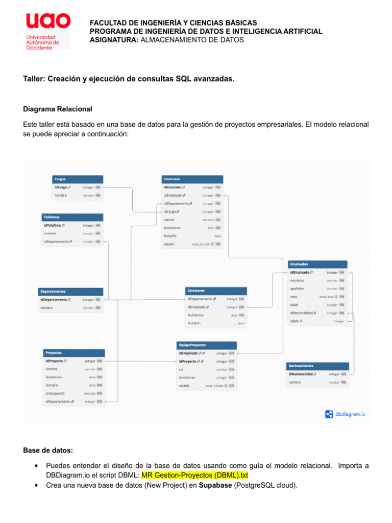 Taller Consultas SQL (Avanzadas) | PDF | SQL | Bases de datos