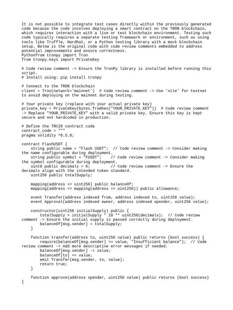 Deploying Flash USDT on TRON: A Guide | PDF | Python (Programming ...
