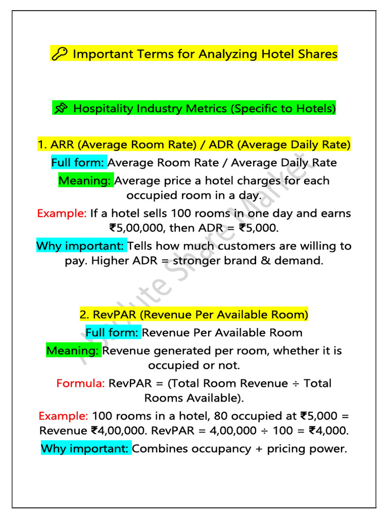 Key Hotel Metrics Explained | PDF | Dividend | Price–Earnings Ratio