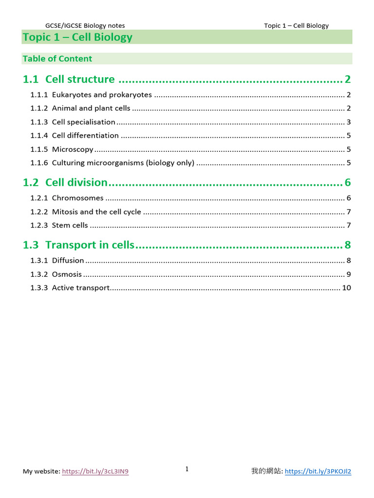 (I) GCSE Biology Notes (Preview) | PDF | Cell (Biology) | Biology