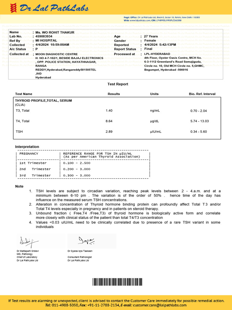 Temp-Pdf-Reports 459083934 | PDF | Thyroid Stimulating Hormone ...